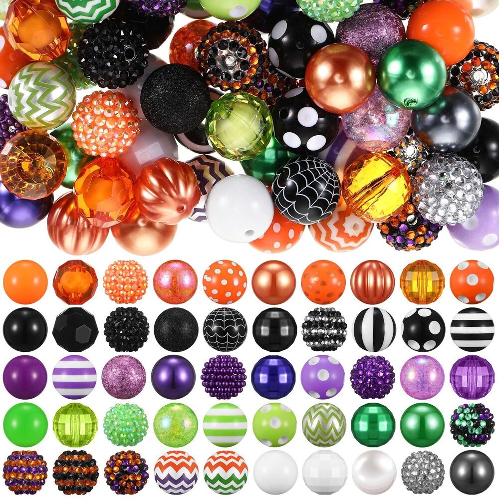 5540 100 Pcs 20mm Rhinestone Bubblegum Beads for Pens Mixed Crystal Resin